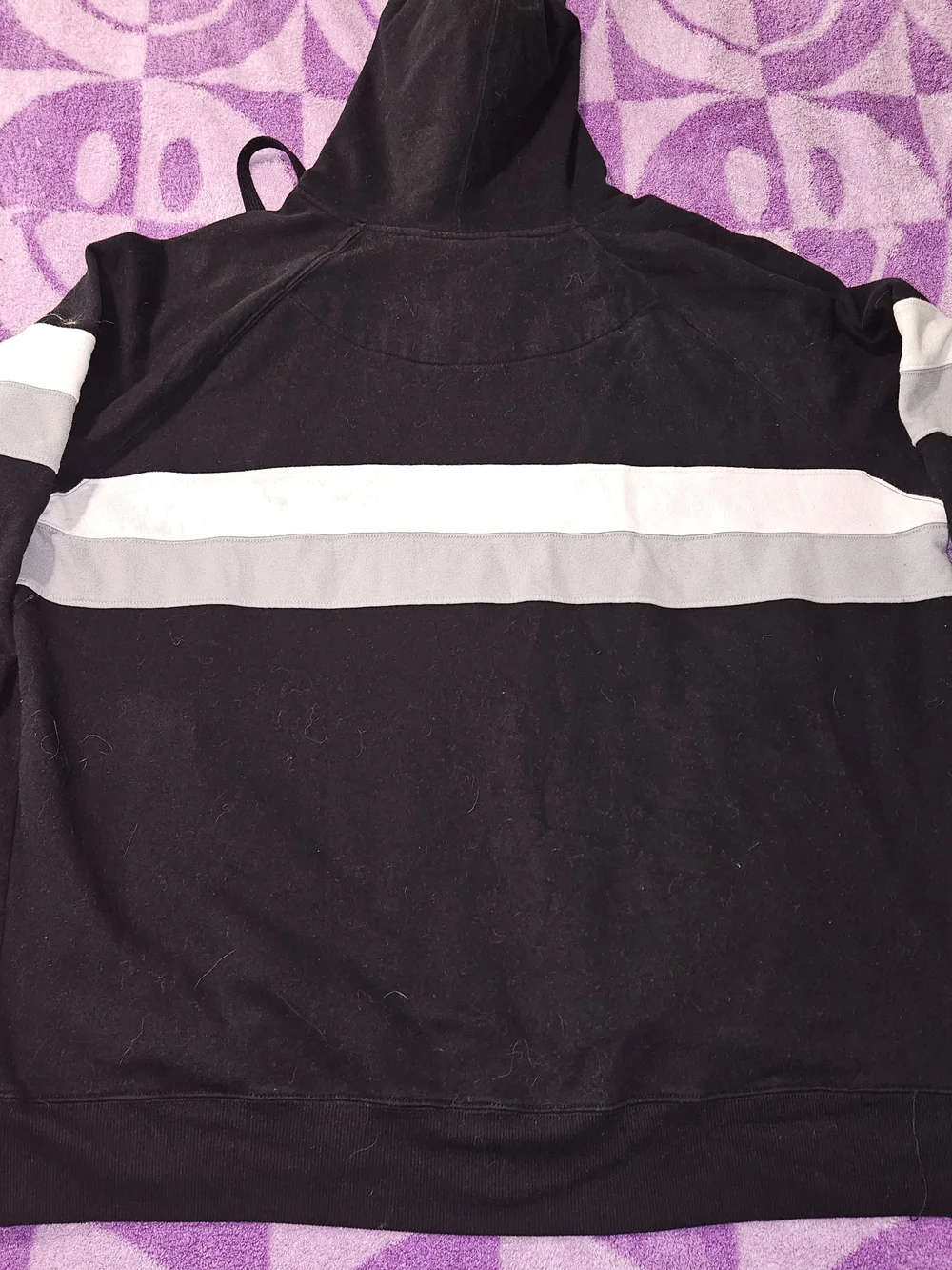 Las Vegas Raiders Black Pullover Hoodie with White & Gray Stripes